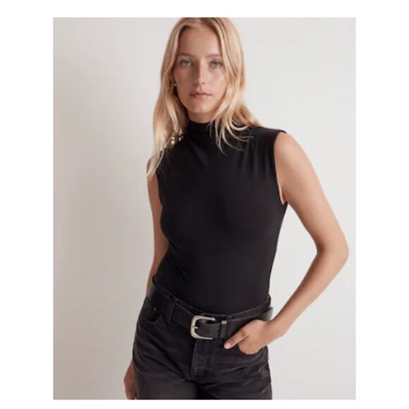 Madewell Blue Funnelneck Cropped Muscle Tee Size Large - Picture 1 of 8